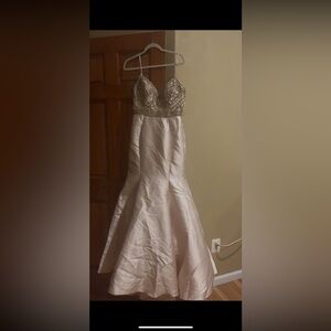 Mori Lee Gold and Cream Maxi Dress